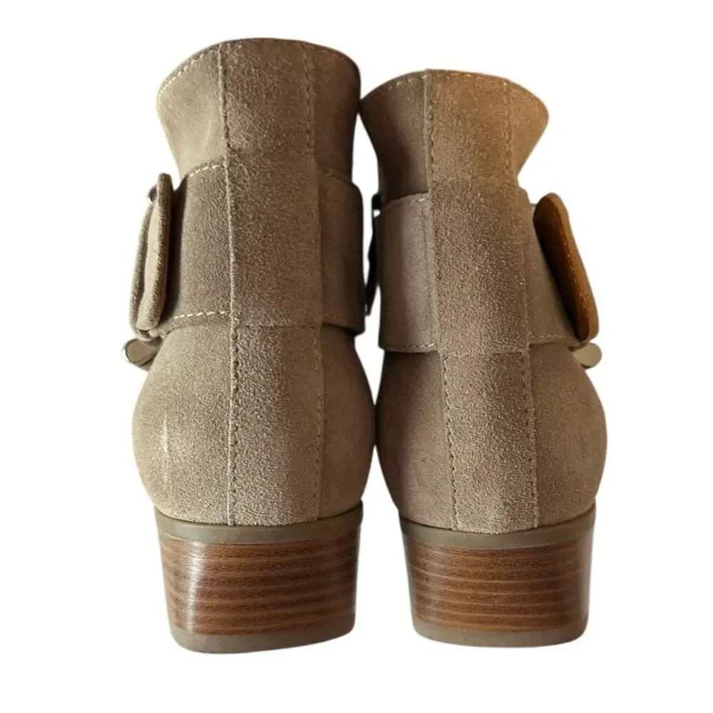 Aquatalia Women’s Fiamma Ankle Boots Size 7 Tan Suede Leather Water Resistant‎